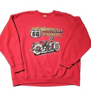 Vintage The Wild Side XL Route 66 Americana Motorcycle Highway Red Sweatshirt